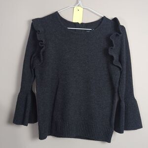 Cynthia rowley ruffle detail bell sleeve sweater grey xs